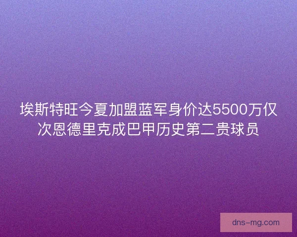 埃斯特旺今夏加盟蓝军身价达5500万仅次恩德里克成巴甲历史第二贵球员